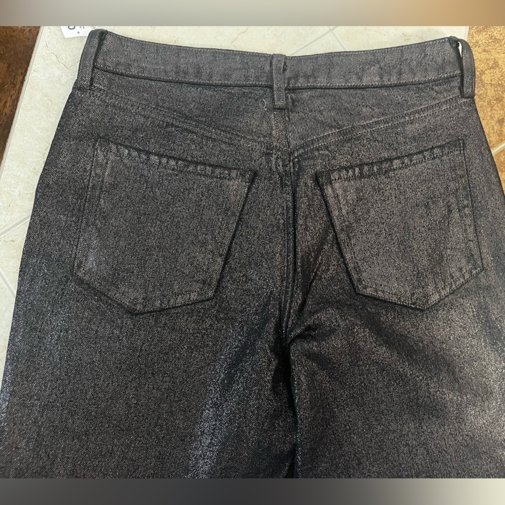 Black with Gold Sparkle Denim Jeans - Picture 2 of 4